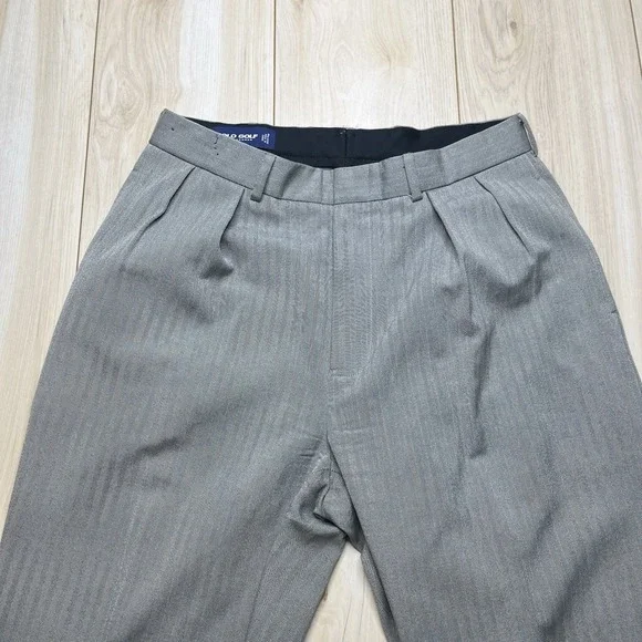 Ralph Lauren Polo Golf Herringbone Silk Cotton Pants Gray Men's Size 34x30 VTG